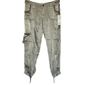 NWT Marrakech Womens Silver Cargo Pants Lightweight Silky Feel Size 25